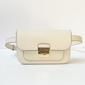 Michael Kors Sloan Editor Small Flap Belt Bag Fanny Pack Clutch Light Cream